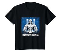 Divertido Hanukkah Jewish Gym Workout Menorah Muscle Camiseta, Niños, Negro, 4 años