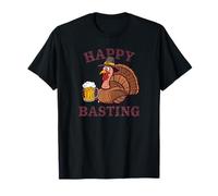 Divertido Happy Basting Acción de Gracias Pavo Beber Camiseta