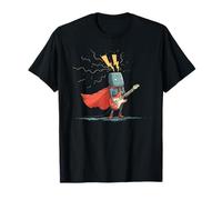 Divertido héroe Robot en Capa y Disfraz de Guitarra eléctrica Camiseta