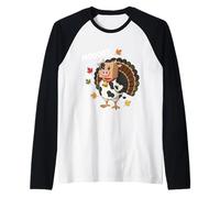 Divertido híbrido de Vaca de Pavo Mooooo para Amantes de Las Vacas de Acción de Gracias Camiseta Manga Raglan