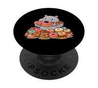 Divertido Hipopótamo Come Donas PopSockets PopGrip Adhesivo