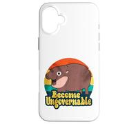 Divertido hipopótamo pigmeo "Become Ungovernable" Retro Carcasa para iPhone 16 Plus