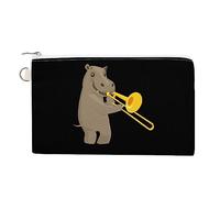 Divertido hipopótamo tocando música, monedero, monedero, monedero, monedero, monedero, monedero, bolsa pequeña para maquillaje para hombres y mujeres, 7.5 x 4.6 pulgadas, Estilo:, Talla única, MHXYZHW