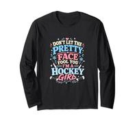 Divertido Hockey Chica Patines Hockey Hielo Humor Manga Larga