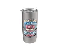 Divertido Hockey Chica Patines Hockey Hielo Humor Vaso térmico de acero inoxidable de doble pared