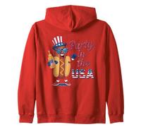 Divertido hot dog patriótico | Bonita fiesta de barbacoa americana con salchichas Sudadera con Capucha