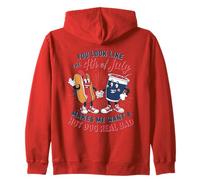 Divertido Hot Dog Patriótico Fuegos Artificiales BBQ Comida Humor 4 de Julio Sudadera con Capucha
