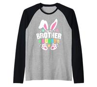 Divertido huevo de dibujos animados de Pascua I'm The Brother Bunny Ears Camiseta Manga Raglan