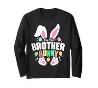 Divertido huevo de dibujos animados de Pascua I'm The Brother Bunny Ears Manga Larga