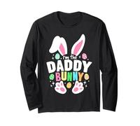 Divertido huevo de dibujos animados de Pascua I'm The Daddy Bunny Ears Manga Larga