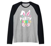 Divertido huevo de dibujos animados de Pascua I'm The Party Bunny Ears Camiseta Manga Raglan