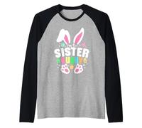 Divertido huevo de dibujos animados de Pascua I'm The Sister Bunny Ears Camiseta Manga Raglan