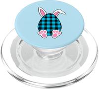 Divertido Huevo de Pascua a Cuadros de búfalo con Orejas de Conejo Lindas para niños PopSockets PopGrip para MagSafe