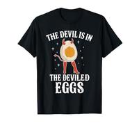 Divertido Huevo Juego de Palabras Huevos Eater El Diablo está en los Huevos Rellenos Camiseta