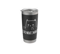 Divertido Humor Adulto Gato Meme Hago Lo Que Quiero Vaso térmico de acero inoxidable de doble pared