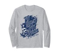 Divertido Humor Canotaje Hombres Navegantes Barco Amante Pirata Cráneo Manga Larga