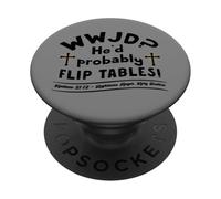 Divertido Humor Cristiano WWJD Él Voltearía Mesas Jesús PopSockets PopGrip Adhesivo