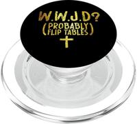 Divertido Humor Cristiano WWJD Él Voltearía Mesas Jesús PopSockets PopGrip para MagSafe