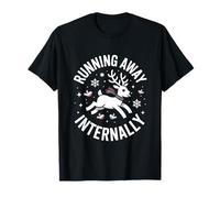Divertido Humor de Reno huyendo internamente Vibraciones de Invierno Camiseta