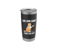 Divertido Humor Sarcástico Gato Vive Amor Deja Puertas Abiertas Vaso térmico de acero inoxidable de doble pared