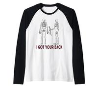 Divertido I Got Your Back Esqueleto Halloween Camiseta Manga Raglan