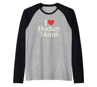 Divertido I Love Hockey Mamás Deportes Romance Admirador Fan Humor Camiseta Manga Raglan