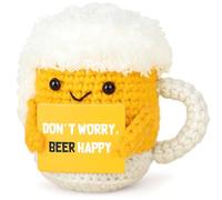 Divertido Jarra de Cerveza Positivo Juguete de Girasol de Punto con Tarjeta de Positividad Jarra de Cerveza Positivo Muñeca para Familia, Amigos, Fiesta, Decoración del Hogar (Jarra de Cervezas)