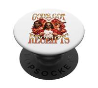 Divertido Jesús Cristianismo Fe Dios Tiene Recibos PopSockets PopGrip Adhesivo
