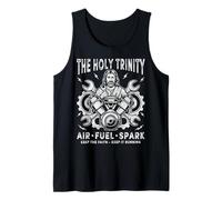Divertido Jesús Mecánico La Santísima Trinidad Air Fuel Spark Car Camiseta sin Mangas