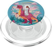 Divertido Jesús Montando T-Rex Dinosaurio Meme Parodia para Creyentes PopSockets PopGrip para MagSafe