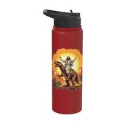 Divertido Jesús montando T-Rex dinosaurio meme parodia para creyentes Stainless Steel Insulated Water Bottle