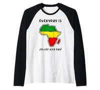 Divertido Jollof Rice Y Lobo Africano Camiseta Manga Raglan