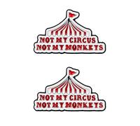 Divertido juego de 2 pines esmaltados - Not My Circus Not My Monkeys con cita insignia, diseño de tienda de circo, material de aleación, regalo de humor para chaqueta, mochila, sombrero