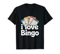 Divertido Juego de Cartas Colorido I Love Bingo Camiseta gráfica económica, Hombre, Negro, L