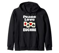 Divertido Juego de Cartas Euchre Player Amante Paz Amor Tarjetas Sudadera con Capucha