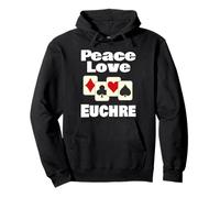 Divertido Juego de Cartas Euchre Player Amante Paz Amor Tarjetas Sudadera con Capucha