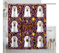 Divertido juego de cortina de ducha de perro habanero de Halloween, cortina de ducha espeluznante, accesorios de baño espeluznantes, decoración de patrón impreso, 72 x 78 pulgadas