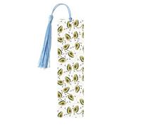 Divertido juego de marcapáginas con borlas de aguacates de dibujos animados para mujer, 5 piezas, suministros de estudio de libros de madera, accesorios para leer