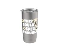 Divertido juego de mesa This Could Spell Trouble Vaso térmico de acero inoxidable de doble pared