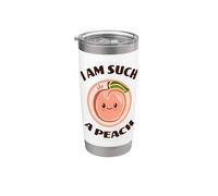 Divertido juego de palabras con el texto «Soy tal melocotón», lindo juego de palabras kawaii con melocotón Vaso térmico de acero inoxidable de doble pared
