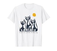 Divertido Juego de Palabras con Gatos No Termina hasta Que Las señoras de los Gatos canten Camiseta gráfica económica, Hombre, Blanco, M