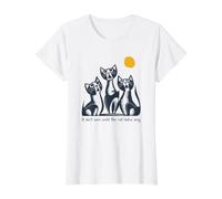 Divertido Juego de Palabras con Gatos No Termina hasta Que Las señoras de los Gatos canten Camiseta gráfica económica, Mujer, Blanco, M