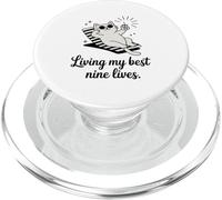 Divertido Juego de Palabras con Gatos viviendo mis Mejores Nueve Vidas PopSockets PopGrip para MagSafe