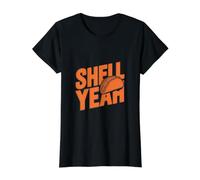 Divertido Juego de Palabras con Tacos - Shell Yeah Camiseta gráfica económica, Mujer, Negro, S