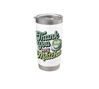 Divertido juego de palabras con té verde con té verde Thank You Very Matcha Vaso térmico de acero inoxidable de doble pared
