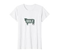 Divertido Juego de Palabras con Vacas sagradas Camiseta gráfica económica, Mujer, Blanco, M