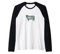 Divertido Juego de Palabras con Vacas sagradas Camiseta Manga Raglan