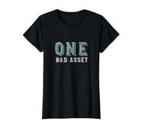 Divertido Juego de Palabras Contable Un Mal Activo Camiseta gráfica económica, Mujer, Negro, S
