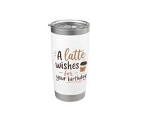 Divertido juego de palabras de cumpleaños con café con leche que un café con leche desea para tu cumpleaños Vaso térmico de acero inoxidable de doble pared