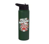 Divertido juego de palabras de dueño de perro navideño - Feliz Navidog Stainless Steel Insulated Water Bottle